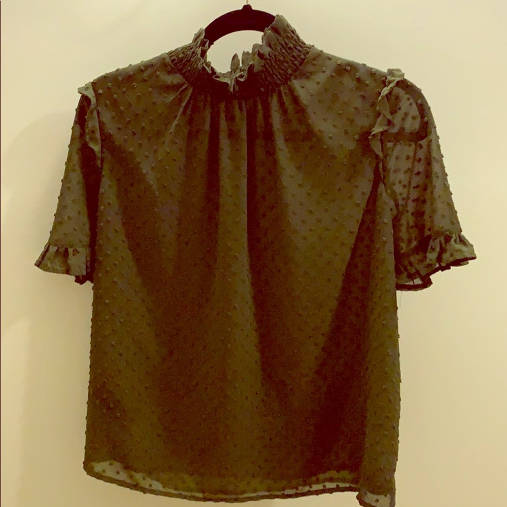 Green high neck shirt